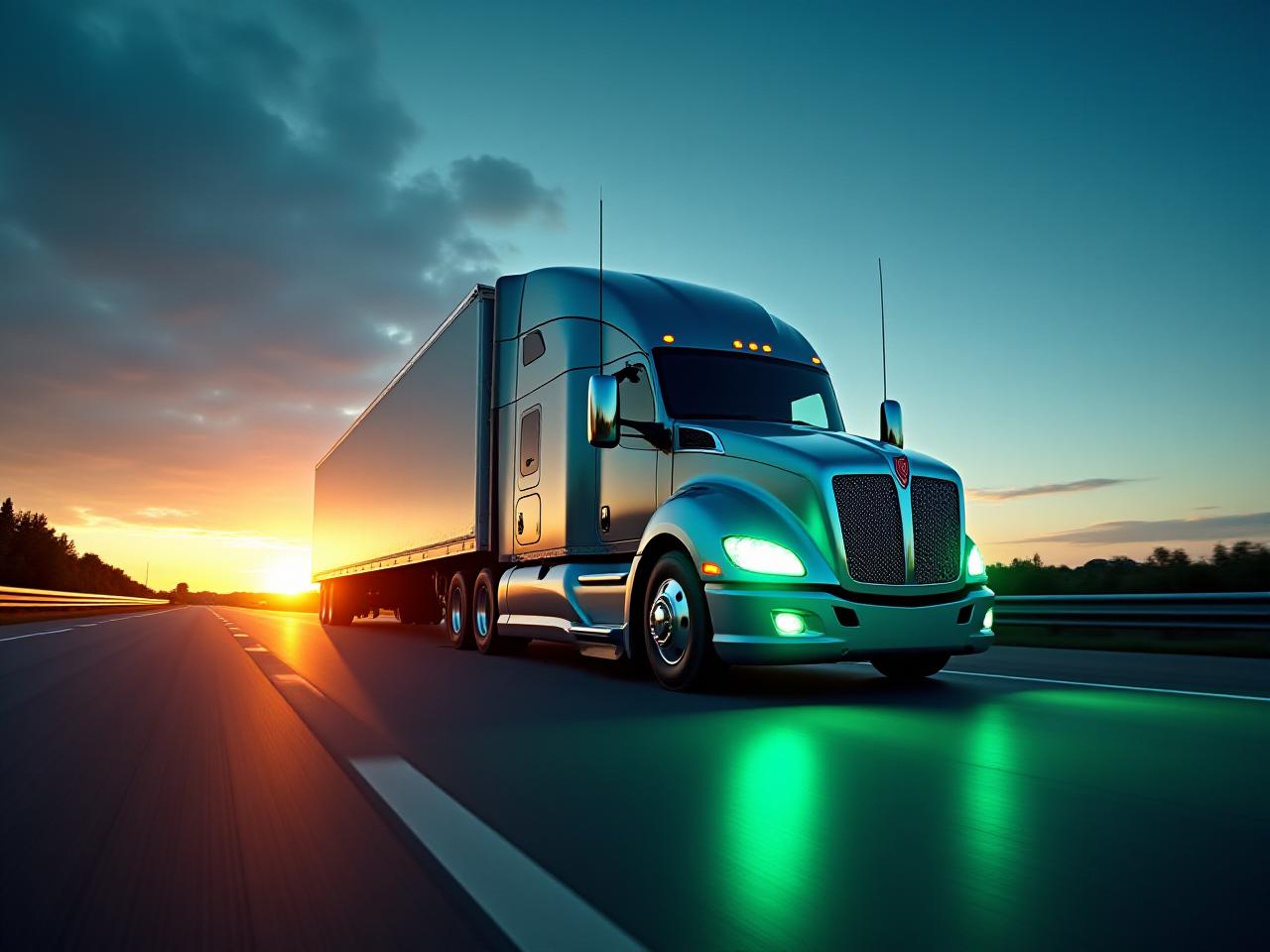 Modern heavy duty logistics transport truck in motion