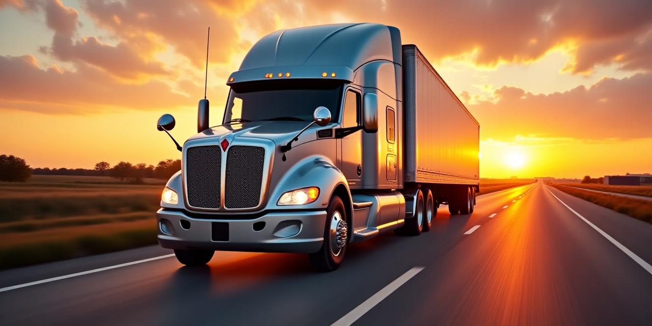 Heavy duty freight truck on a clear Texas highway