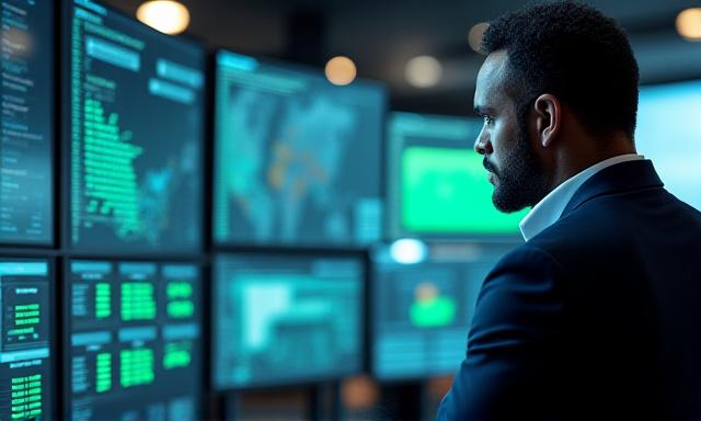 Logistics coordinator monitoring fleet data